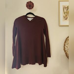 Max Studio 100% Extrafine Merino Wool Burgundy Long Sleeve Sweater Top. Size S.